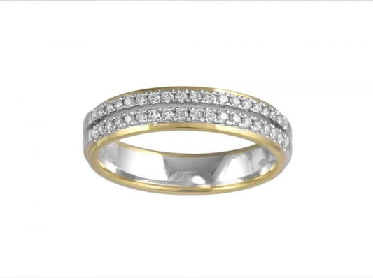 Two Colour 18ct Gold Diamond Set Wedding Ring, 0.23cts