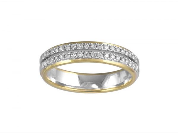 Two Colour 18ct Gold Diamond Set Wedding Ring, 0.23cts