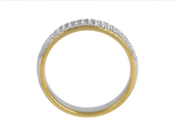 Two Colour 18ct Gold Diamond Set Wedding Ring, 0.23cts