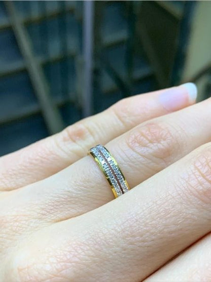 Two Colour 18ct Gold Diamond Set Wedding Ring, 0.23cts