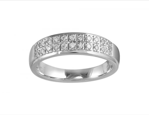 Two Row Diamond Half Eternity Band Ring, 0.23cts, 18ct White Gold