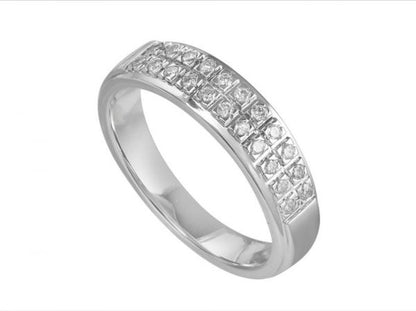 Two Row Diamond Half Eternity Band Ring, 0.23cts, 18ct White Gold