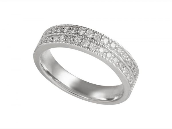 Two Row Diamond Half Eternity Wedding Ring, 0.43cts
