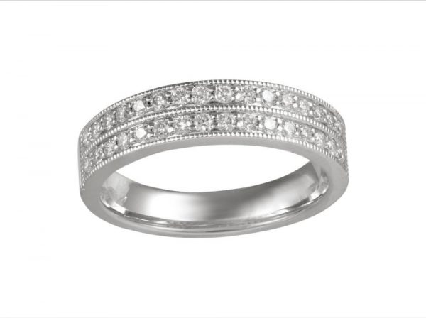 Two Row Diamond Half Eternity Wedding Ring, 0.43cts
