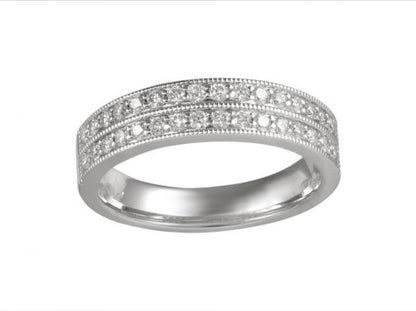 Two Row Diamond Half Eternity Wedding Ring, 0.43cts