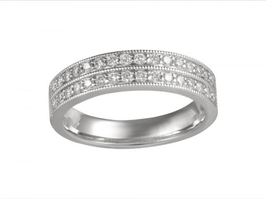 Two Row Diamond Half Eternity Wedding Ring, 0.43cts