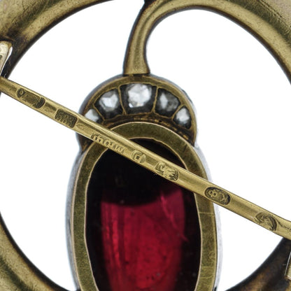 Karl Faberge Amethyst and Diamond Brooch In 14 Carat Yellow Gold