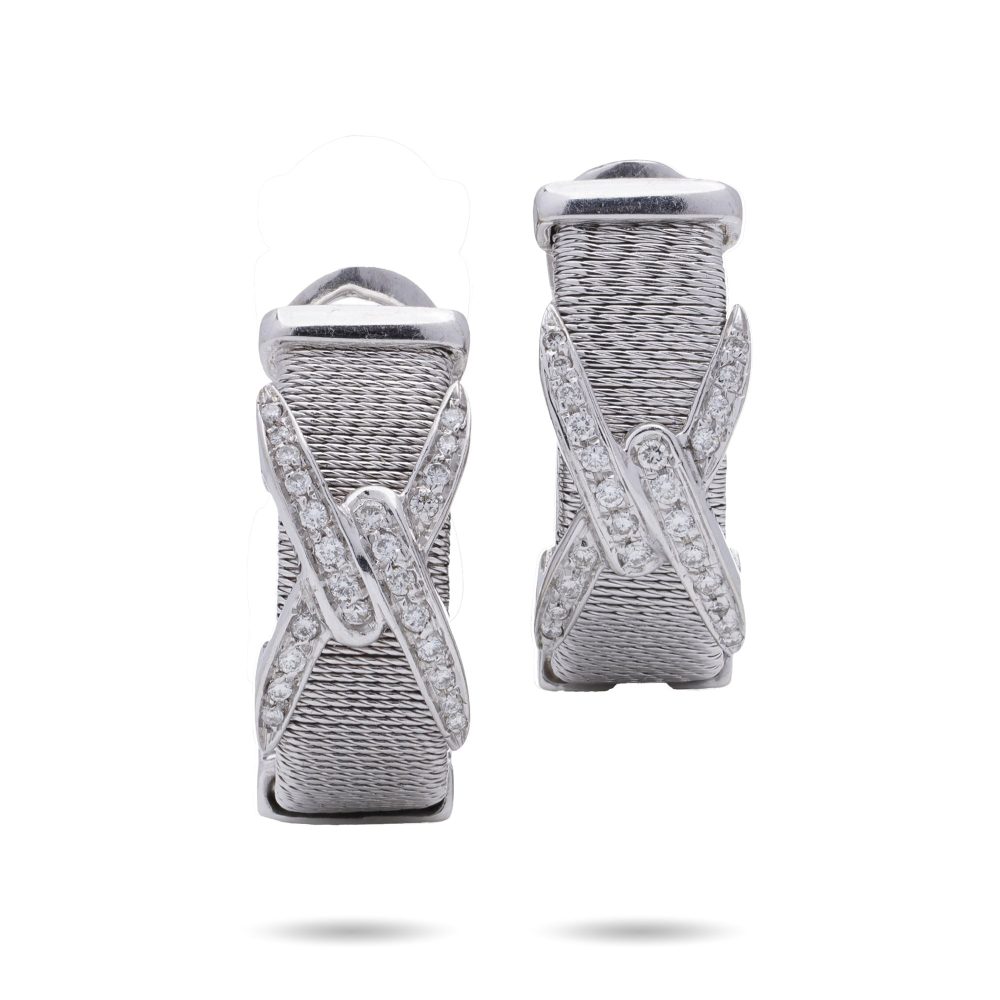 Vintage Kutchinsky Diamond Earrings In 18 Carat White Gold