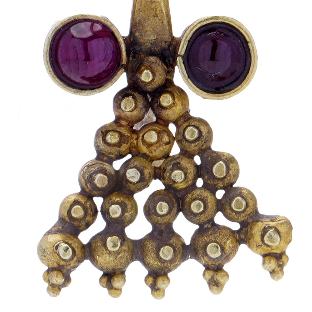 Ancient Roman empire 3-rd century gold earrings with rubies. 