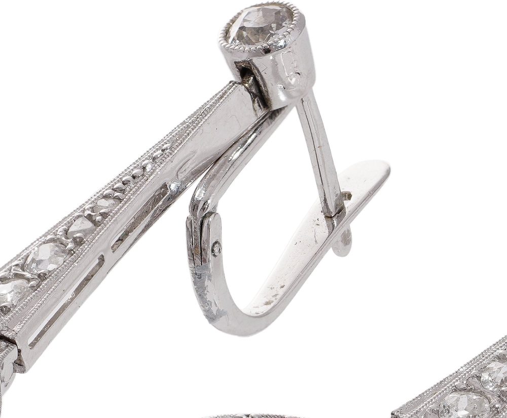 Platinum earrings with rubies and diamonds.