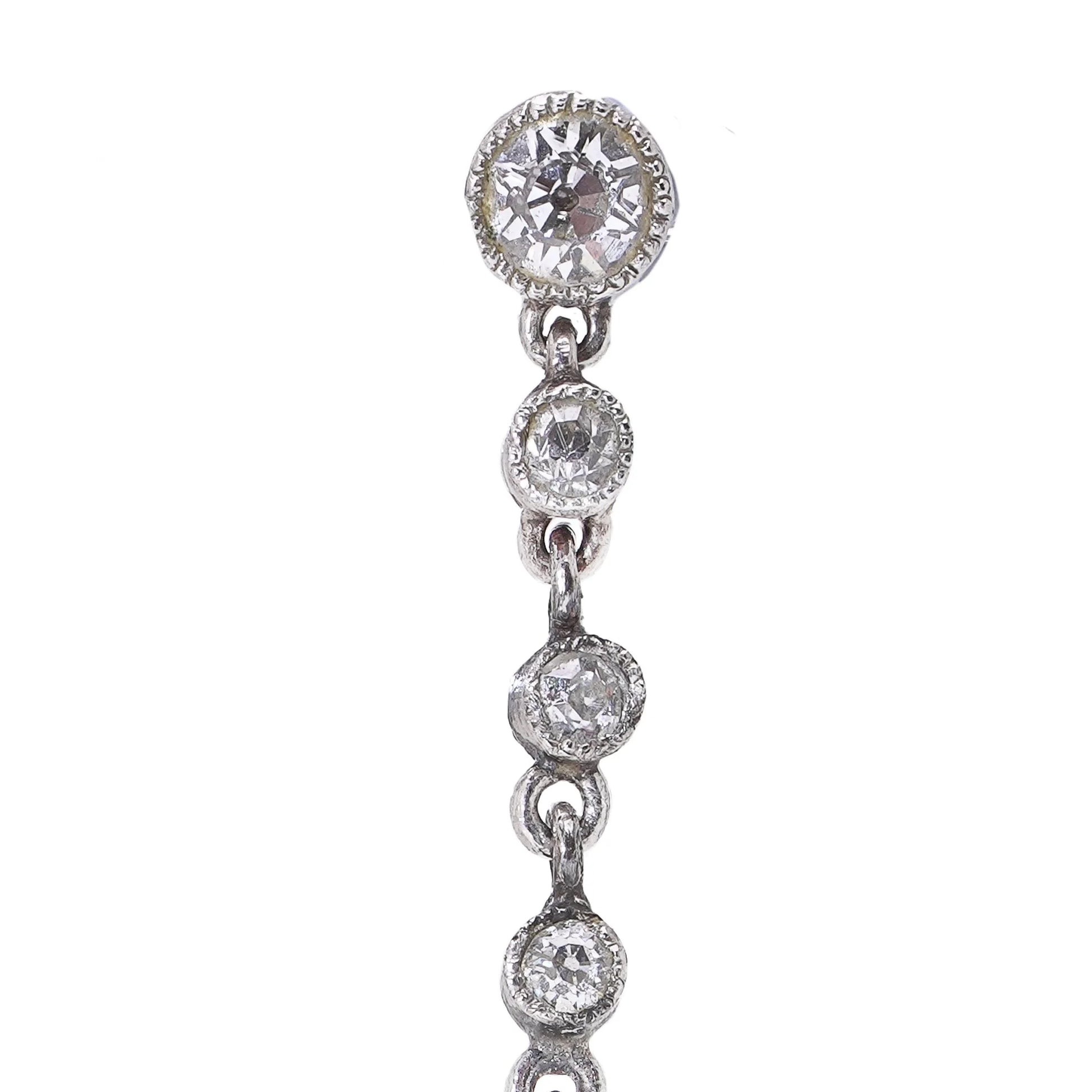Art Deco Platinum Drop Earrings with Natural Pearls & Old Cut Diamonds, c.1920s