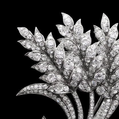 Art Deco 1920s Platinum Flower Bouquet Brooch With 6.00 carat diamonds