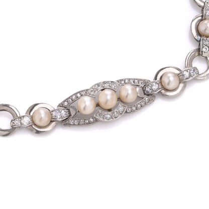 Vintage Pearl and Diamond Bracelet