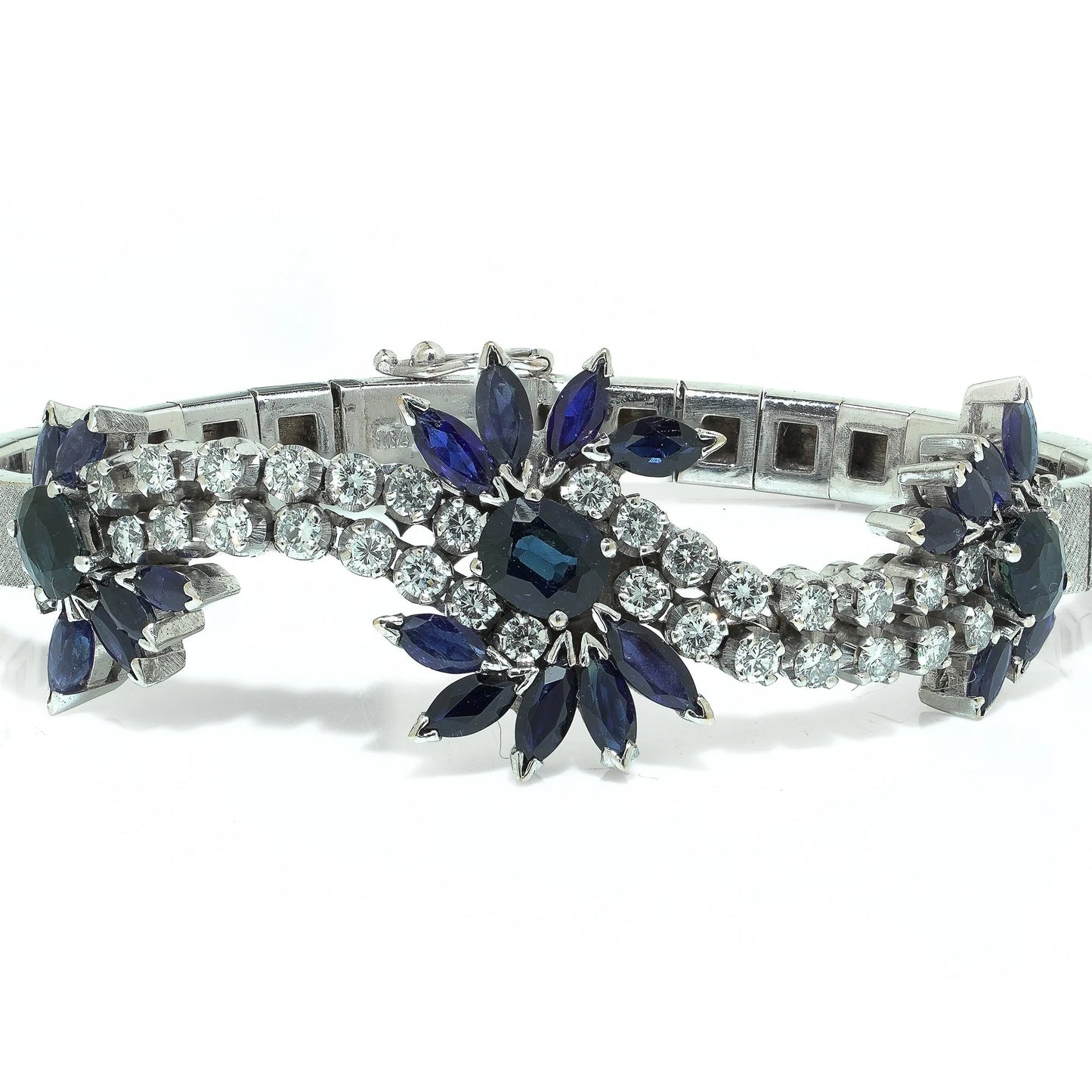 Vintage 18KT White Gold Sapphire and Diamond Bracelet