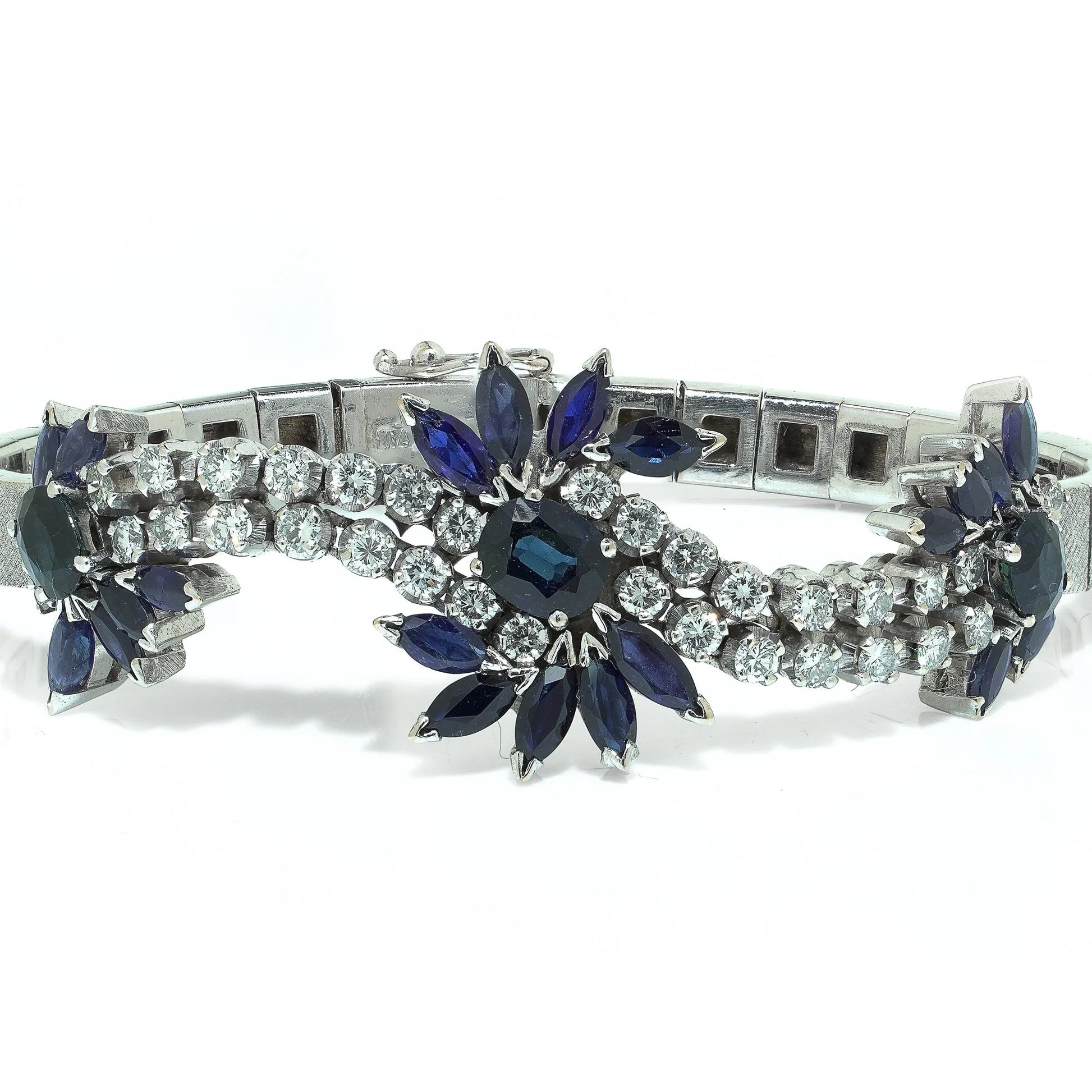 Vintage 18KT White Gold Sapphire and Diamond Bracelet