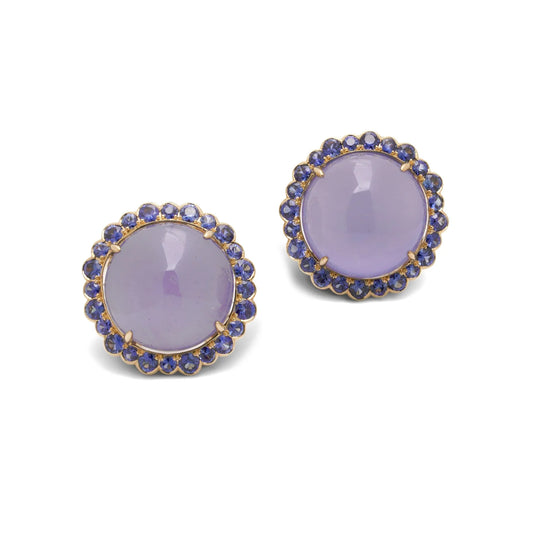 Vintage 1970's 18 Carat Gold Sapphire And Chrysoberyl Clip Earrings