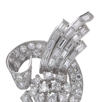 Vintage Art Deco Platinum Diamond Brooch Circa 1930's