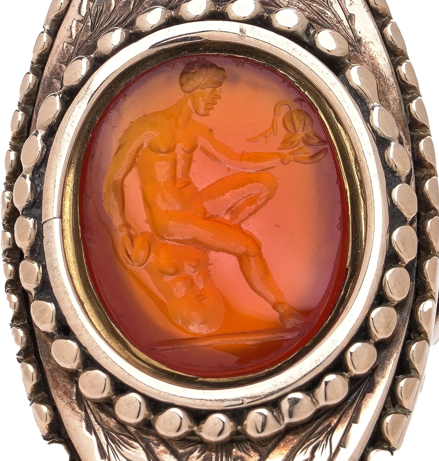 Victorian Antique Roman Carnelian Cameo Ring in 15ct Gold