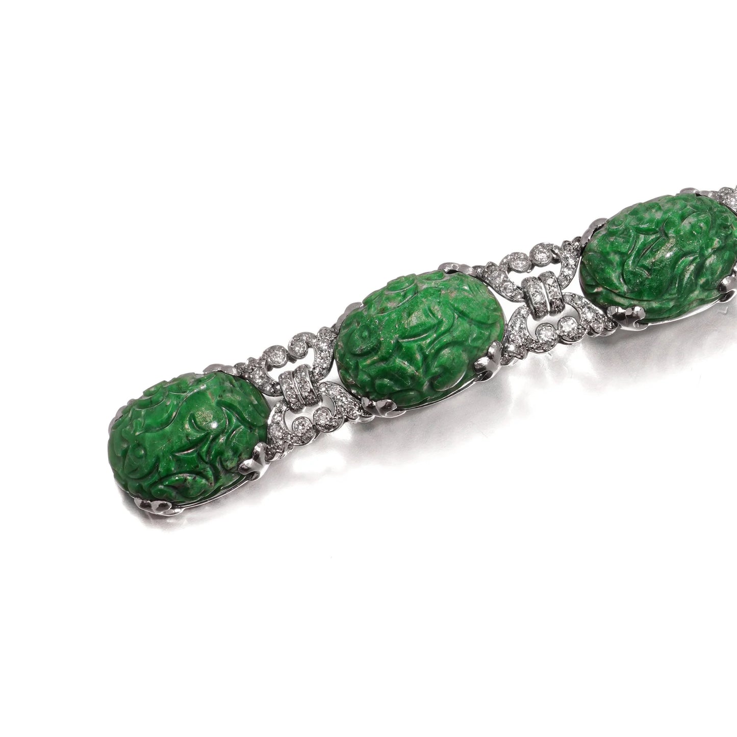 Platinum Jadeite Jade And Diamond Bracelet