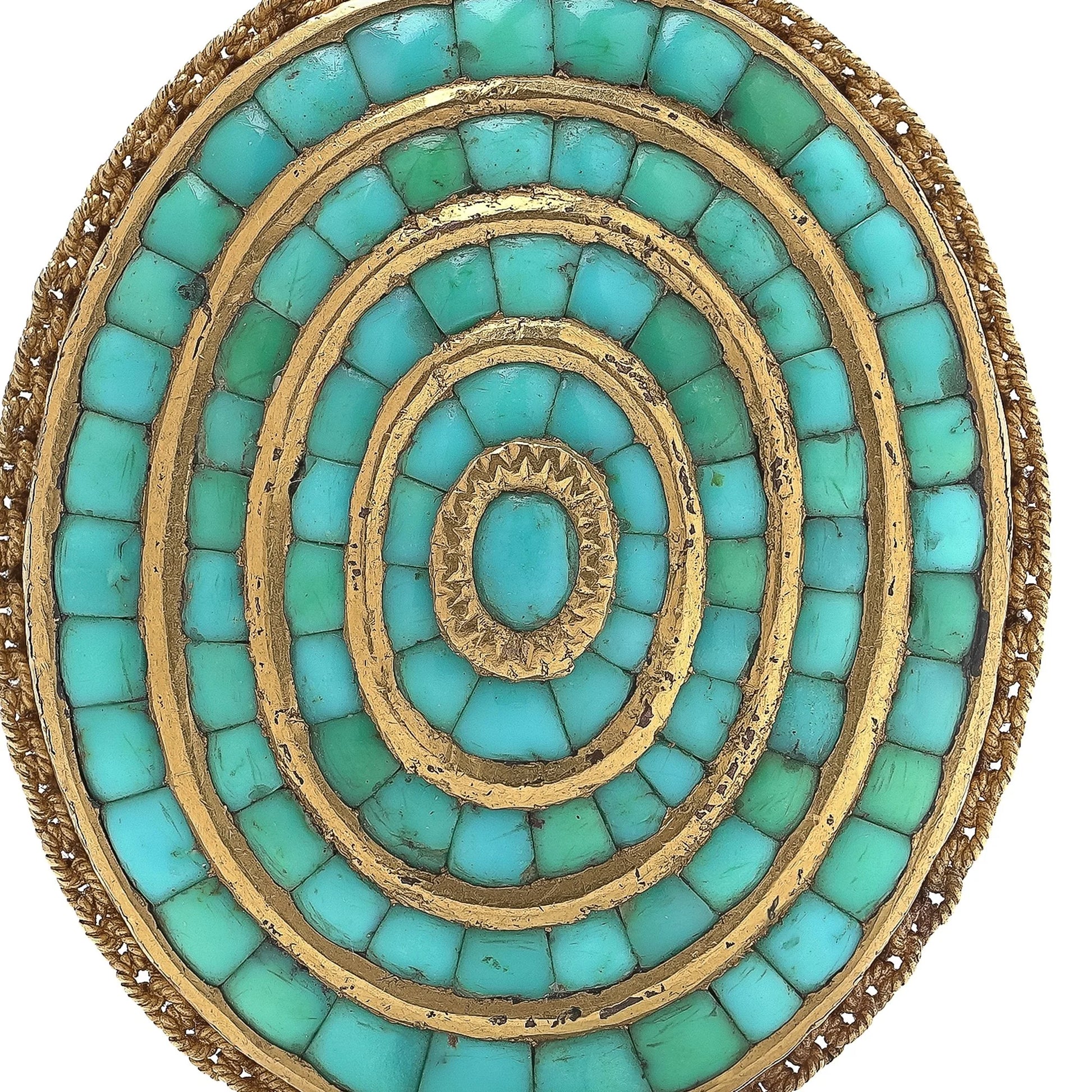 Victorian 18 Carat Yellow Gold Turquoise Oval Pendant, Circa 1880