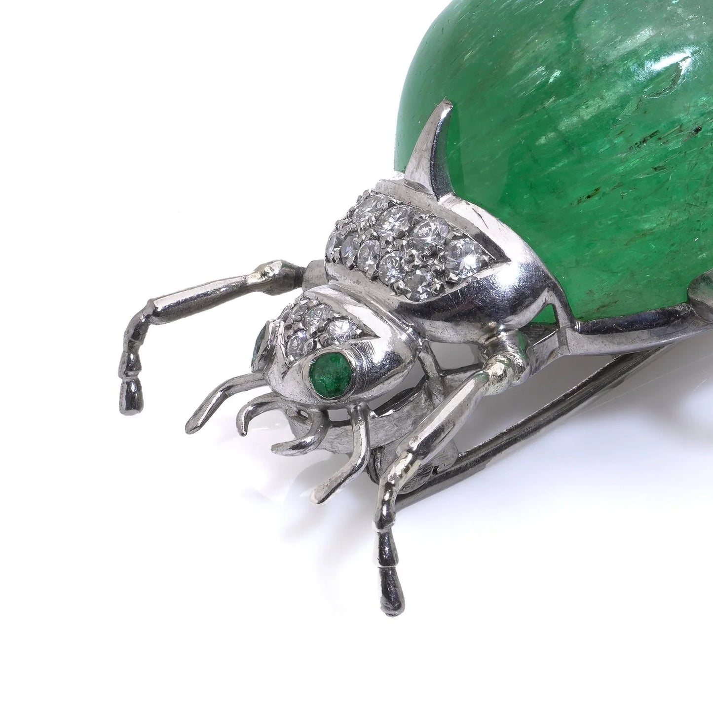 Vintage 18 Carat Gold Chrysoberyl Beetle Brooch With Diamonds