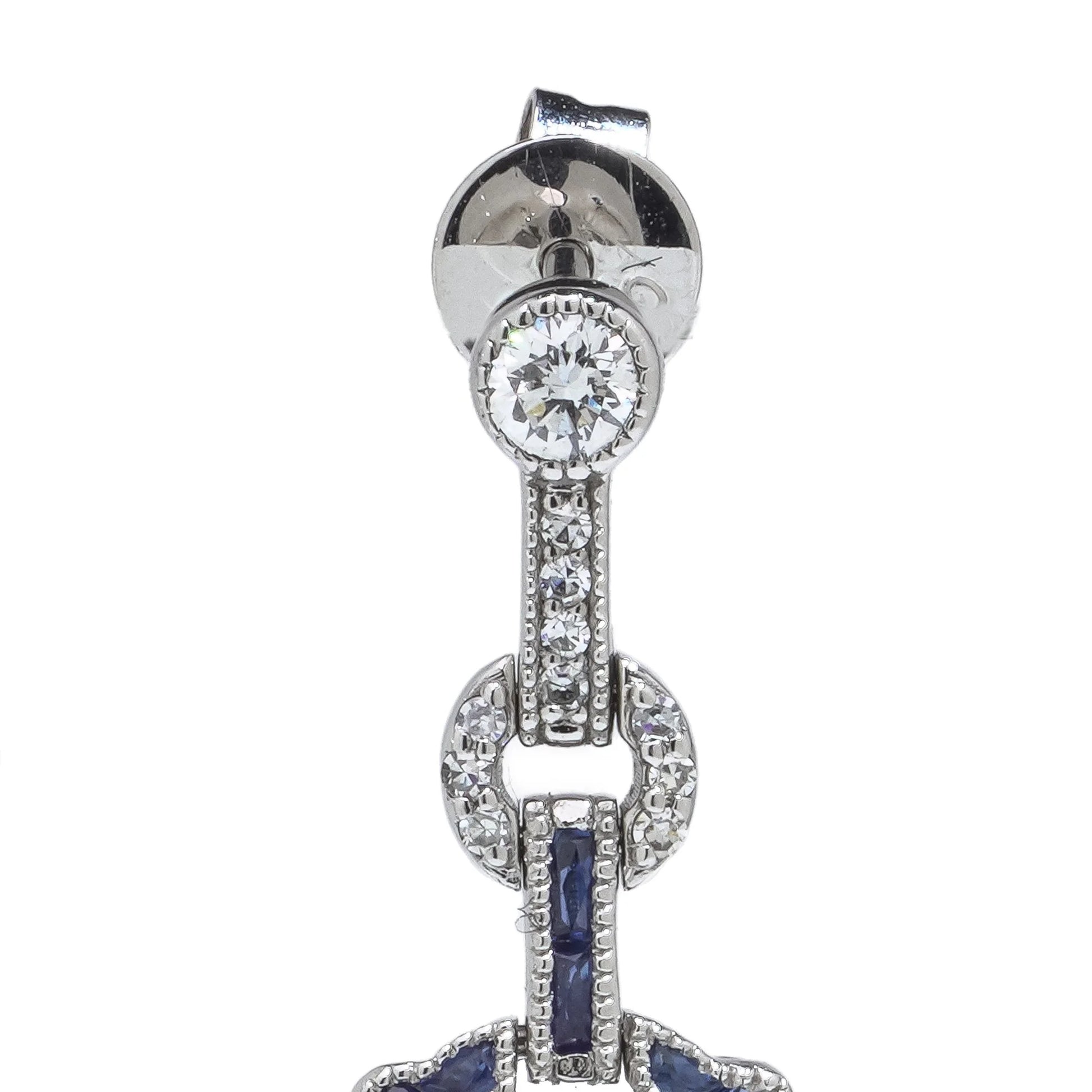 Vintage Platinum Sapphire and Diamond Drop Earrings, 2.92 cts