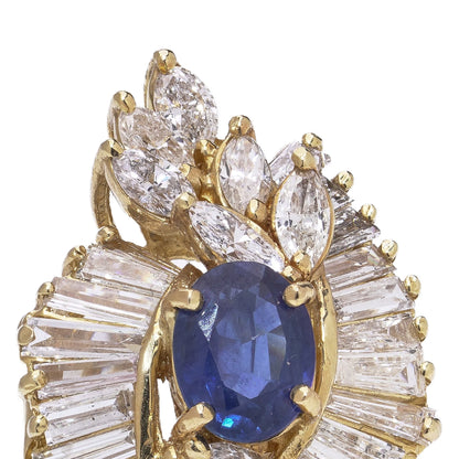 Sapphire and Diamond Cluster Cocktail Ring in 18kt Yellow Gold