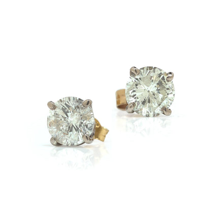 18 ct Gold Diamond Stud Earrings 2.60 ct Total