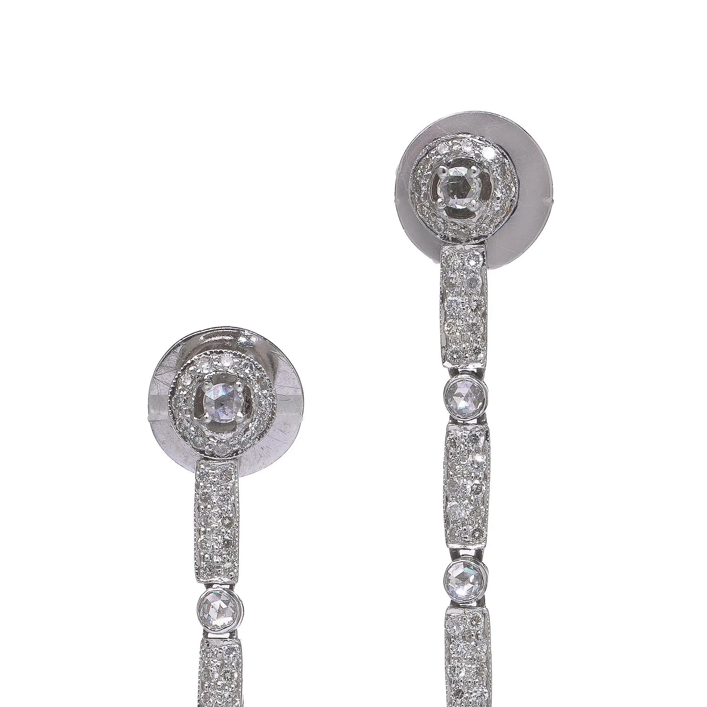 Vintage Art Deco Style Diamond Briolettes Drop Earrings, 2cts