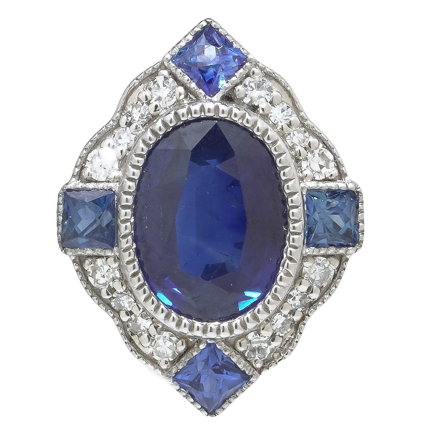 Platinum Sapphire And Diamond Stud Earrings