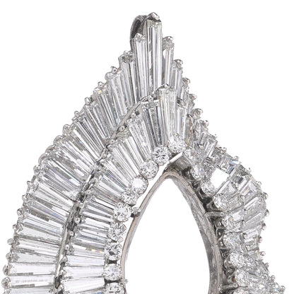 Platinum Diamond Pendant With Baguette And Round-Cut Diamonds
