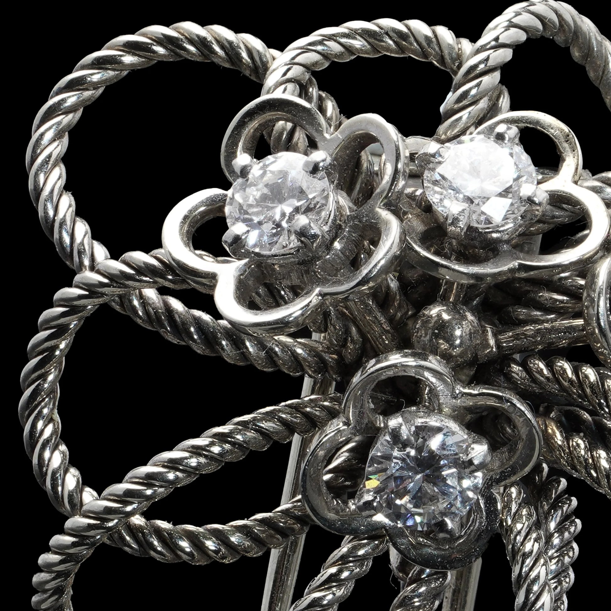 Vintage Boucheron Diamond Set 18ct White Gold Floral Brooch