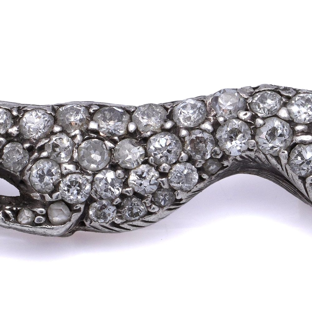 Antique Edwardian 9 Carat Gold And Silver Greyhound Brooch With Old Cut Diamonds