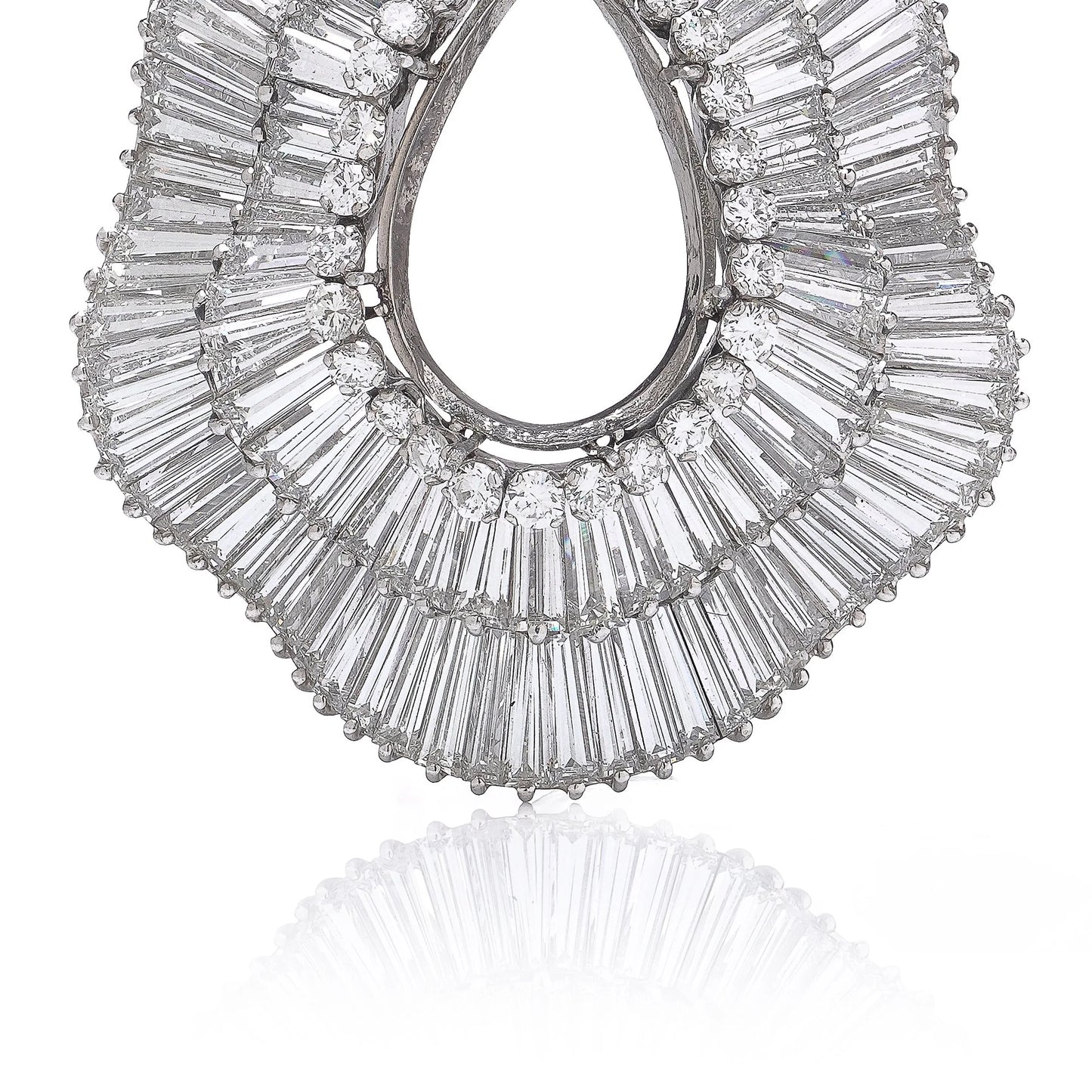 Platinum Diamond Pendant With Baguette And Round-Cut Diamonds