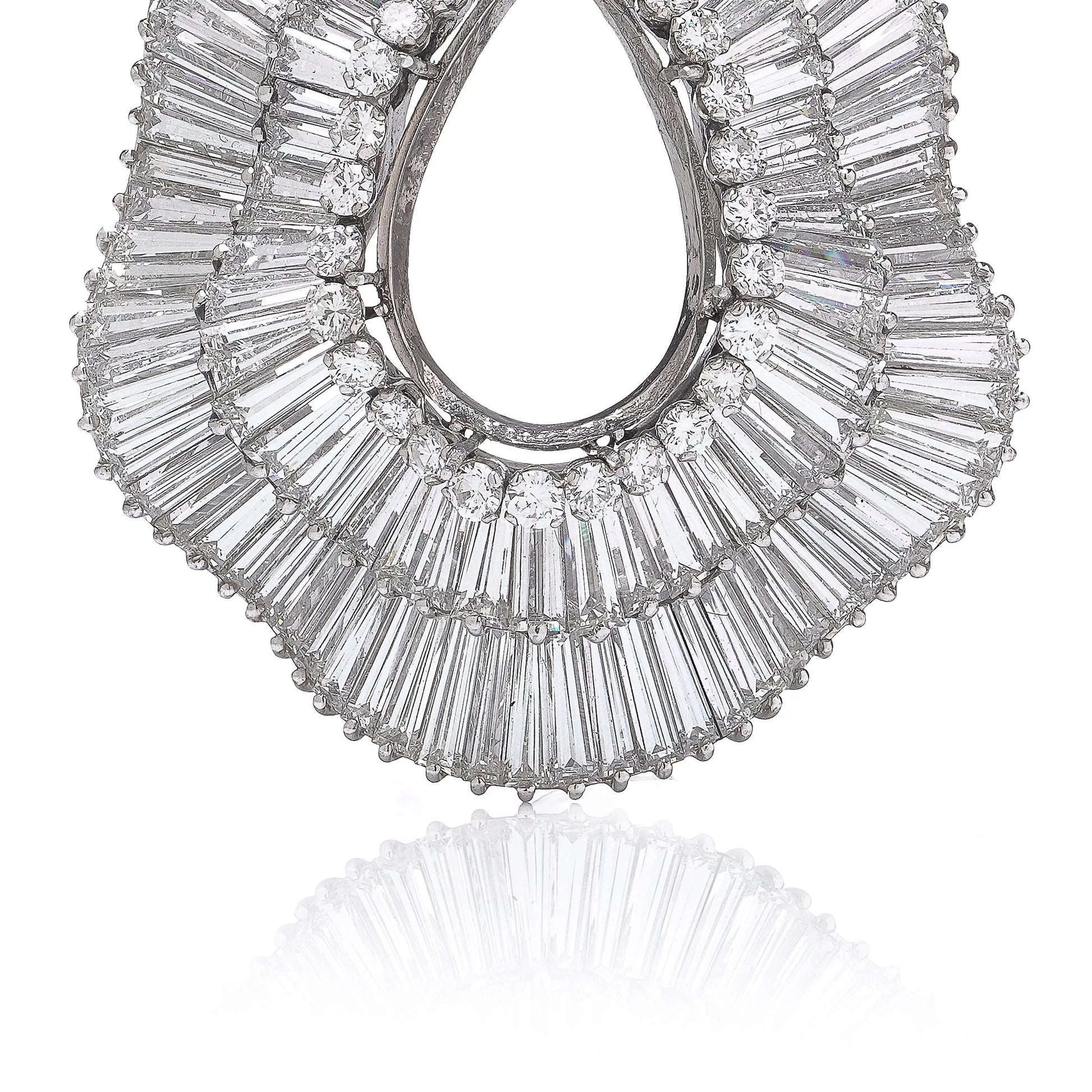 Platinum Diamond Pendant With Baguette And Round-Cut Diamonds