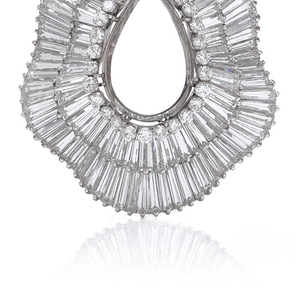 Platinum Diamond Pendant With Baguette And Round-Cut Diamonds