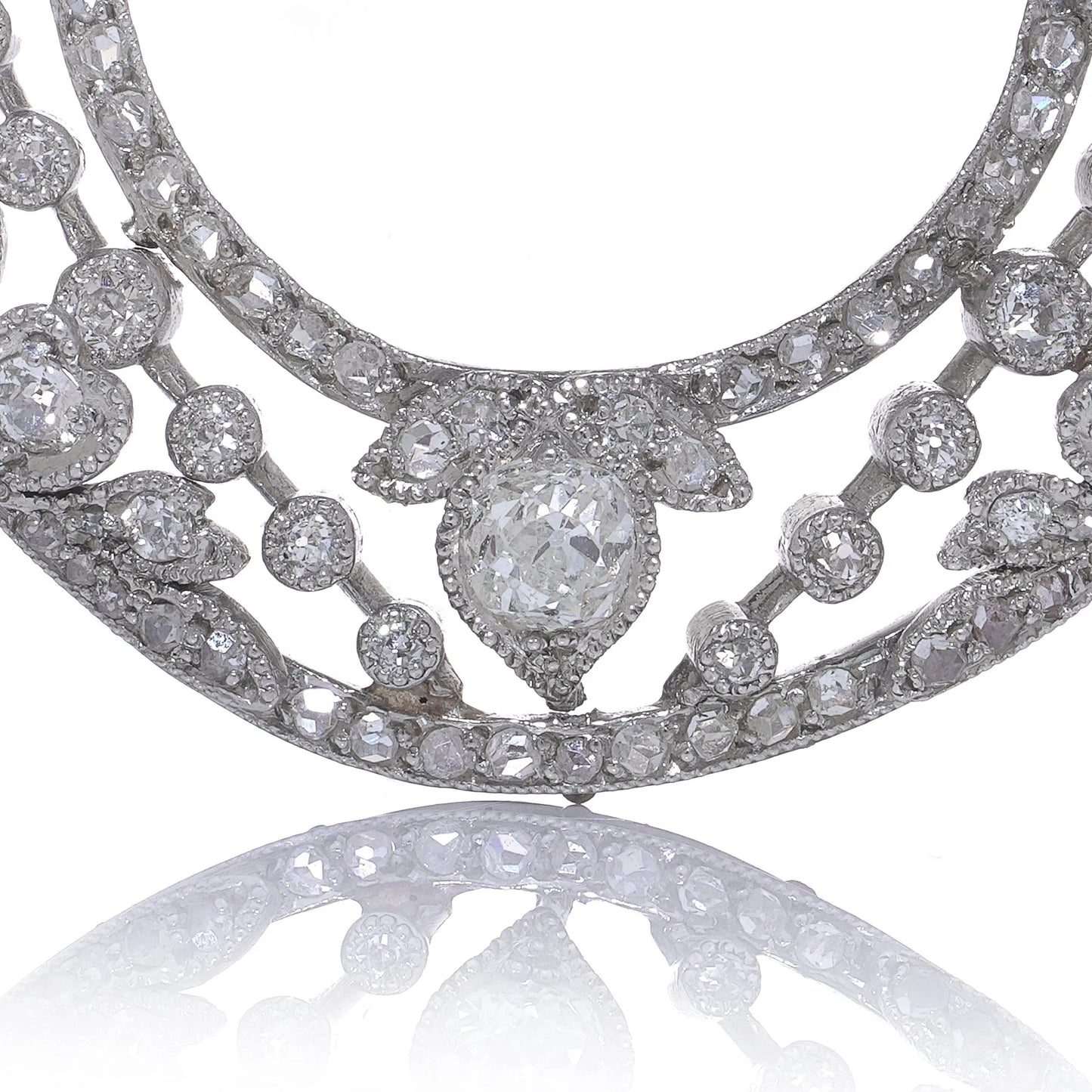 Belle Epoque 2.50ct Old Cut Diamond Horseshoe Brooch in Platinum