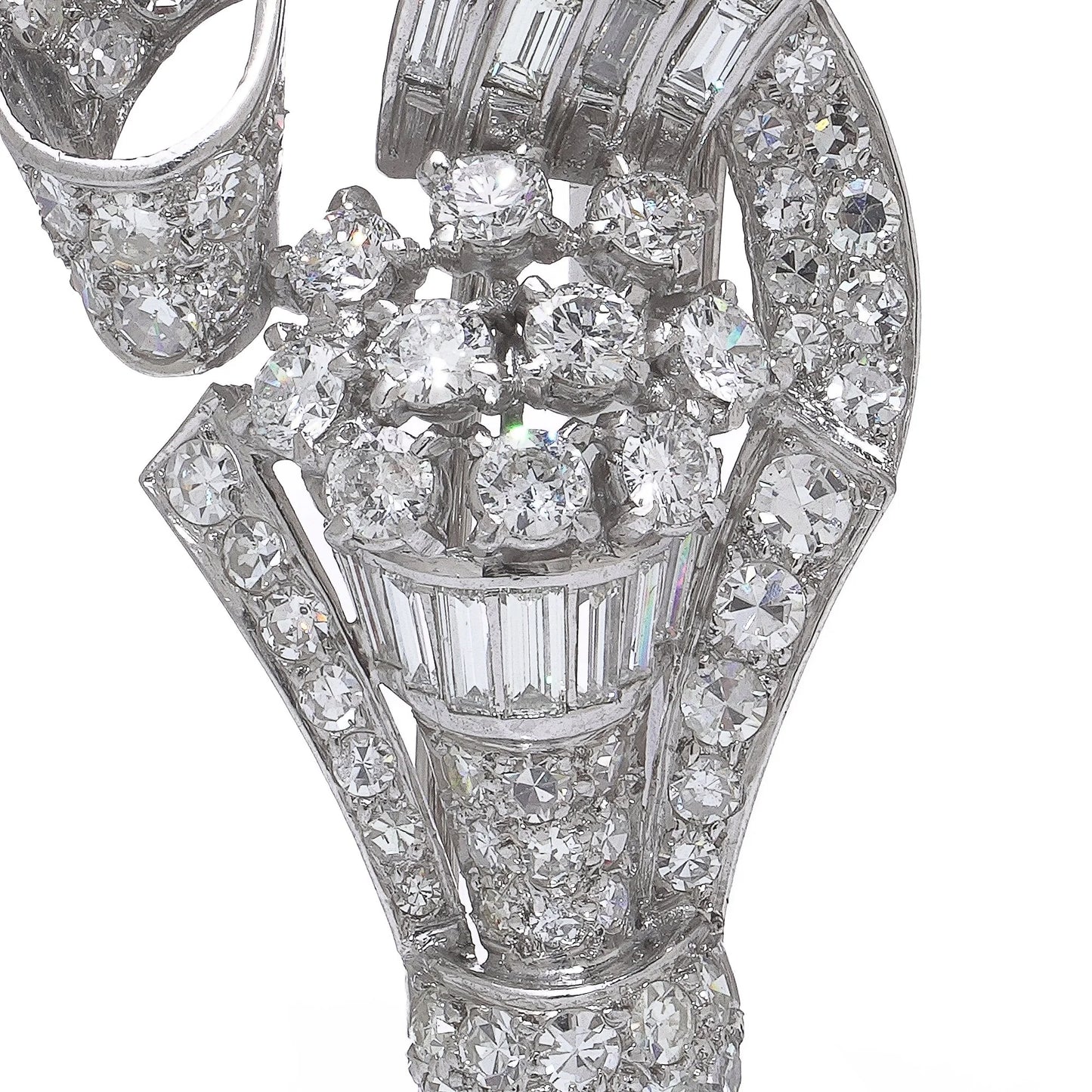 Vintage Art Deco Platinum Diamond Brooch Circa 1930's