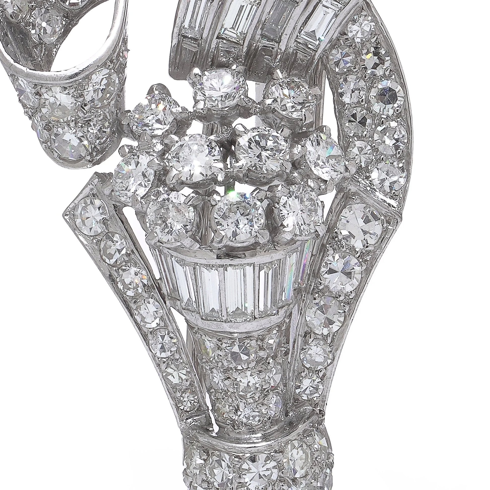 Vintage Art Deco Platinum Diamond Brooch Circa 1930's