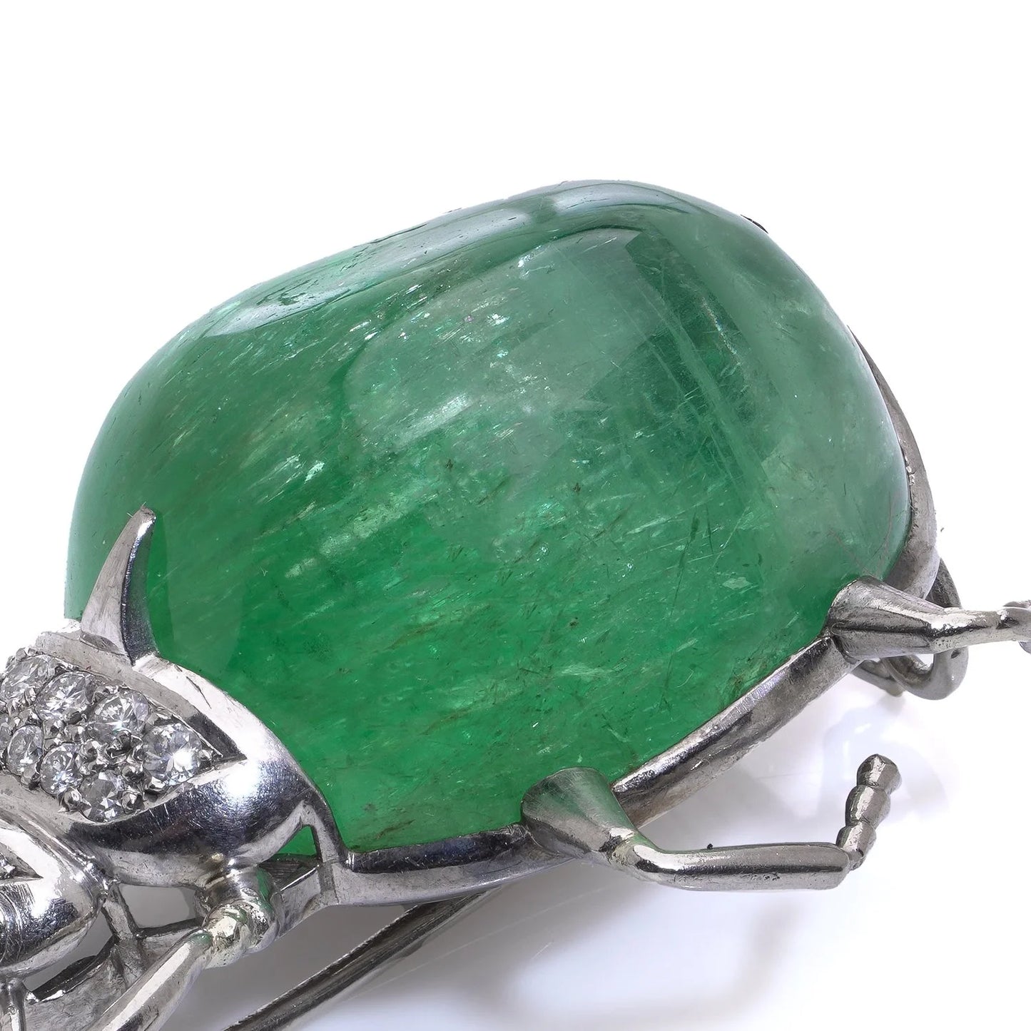 Vintage 18 Carat Gold Chrysoberyl Beetle Brooch With Diamonds