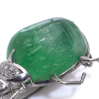 Vintage 18 Carat Gold Chrysoberyl Beetle Brooch With Diamonds