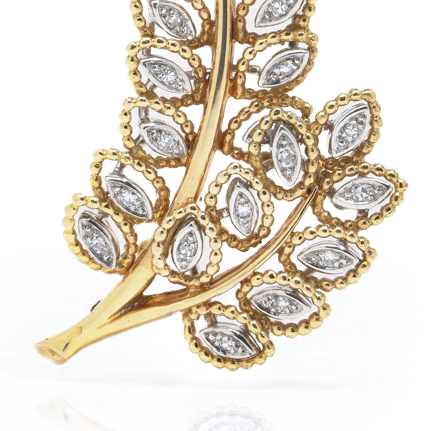 Boucheron 18 Carat Gold Diamond Leaf Brooch