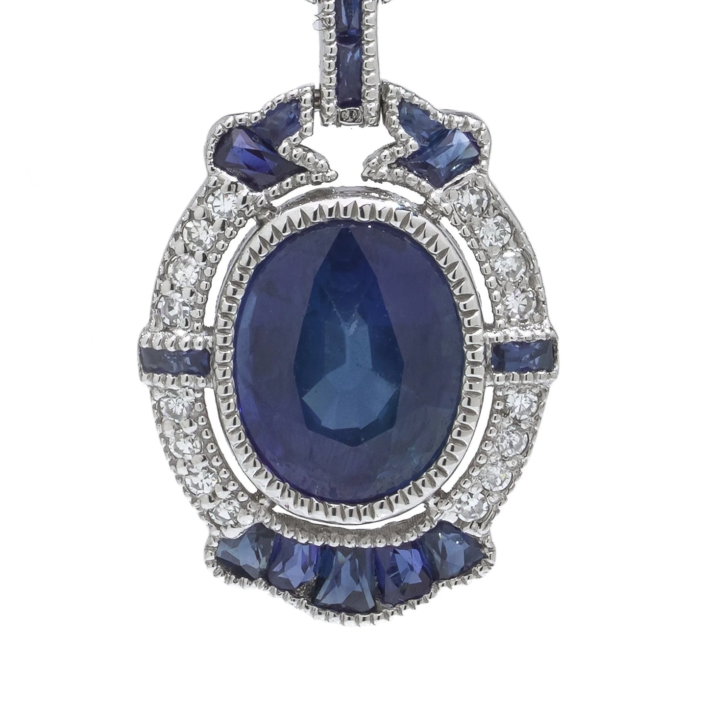 Vintage Platinum Sapphire and Diamond Drop Earrings, 2.92 cts