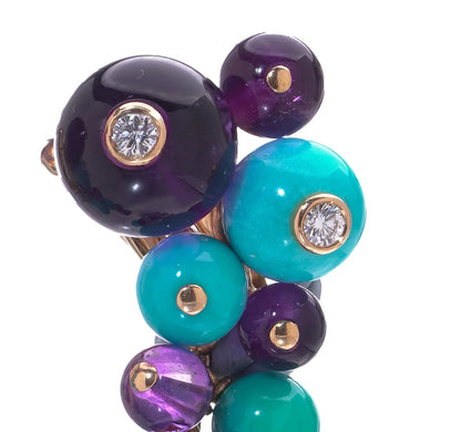 Cartier Les Delices De Goa Turquoise, Amethyst & Diamond Day Night Earrings