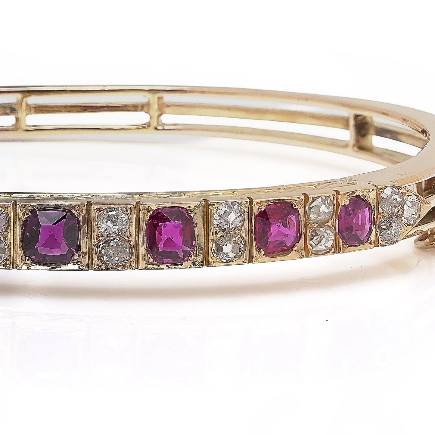 Victorian 18KT Gold Ruby and Diamond Bangle
