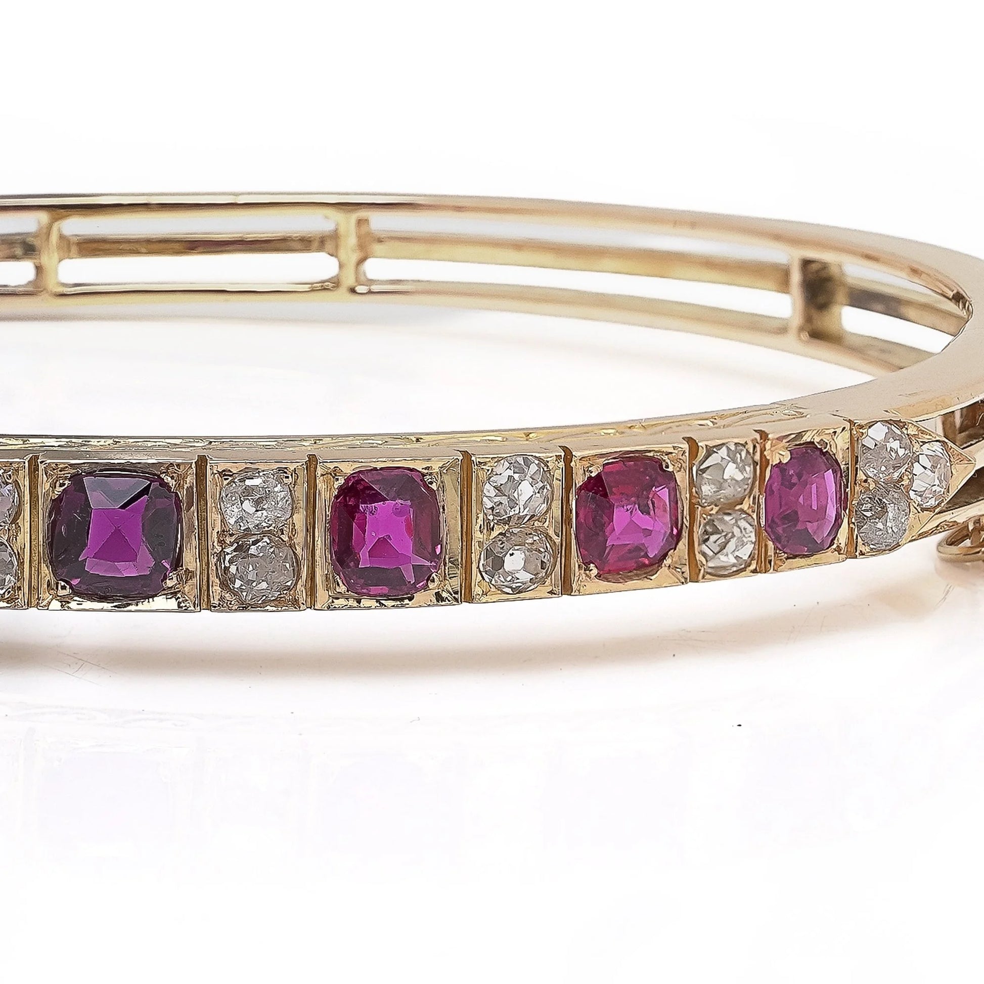 Victorian 18KT Gold Ruby and Diamond Bangle