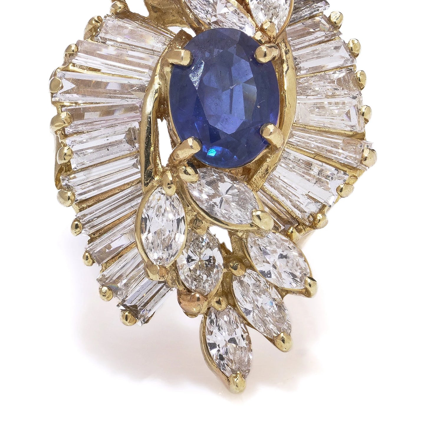 Sapphire and Diamond Cluster Cocktail Ring in 18kt Yellow Gold