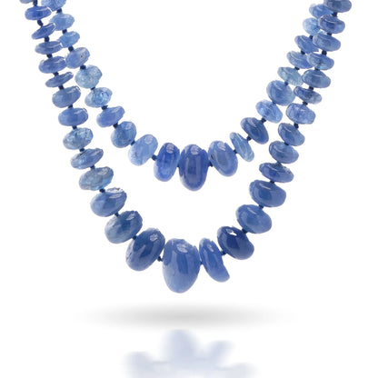Natural Cabochon Sapphire Double Strand Graduated Bead Necklace