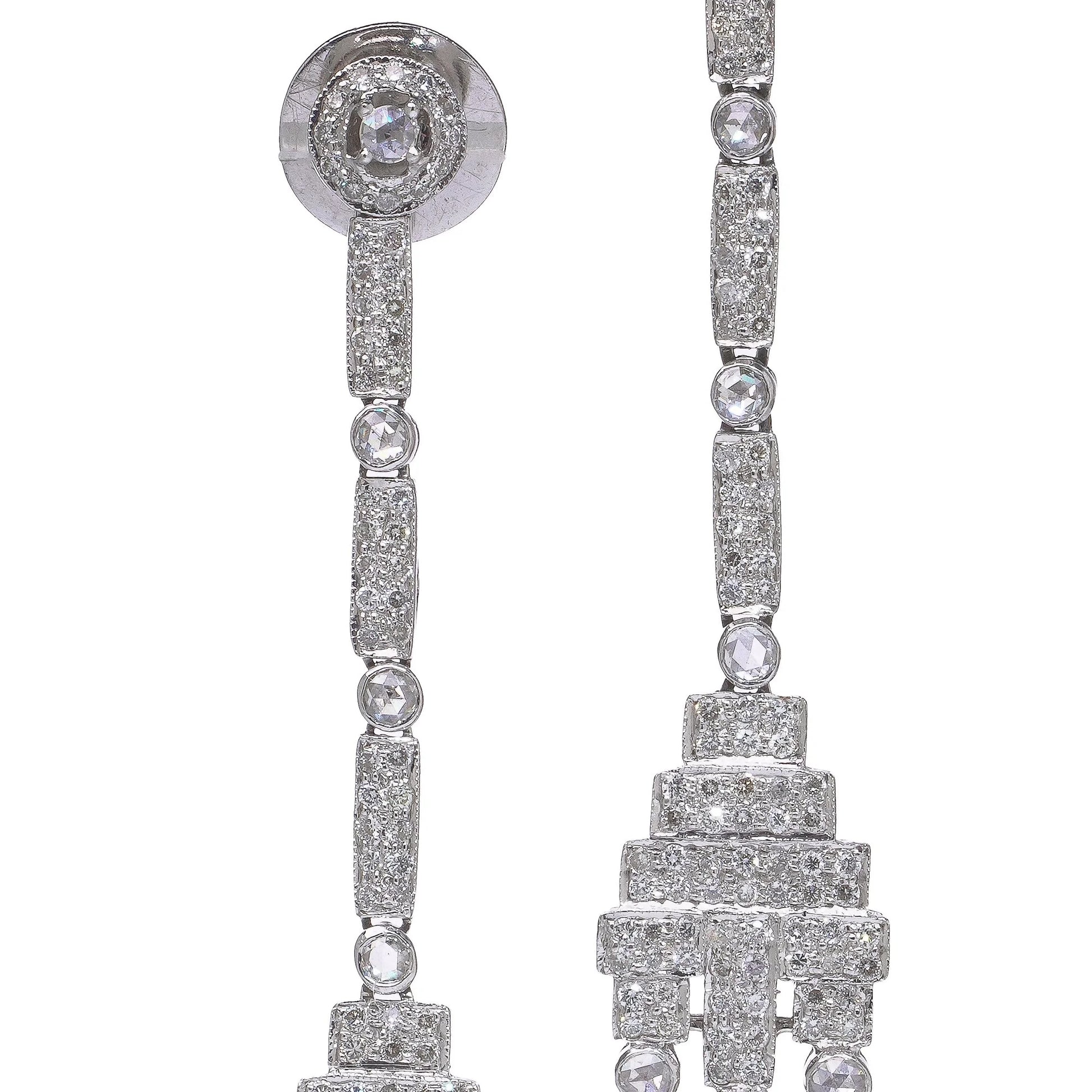 Vintage Art Deco Style Diamond Briolettes Drop Earrings, 2cts