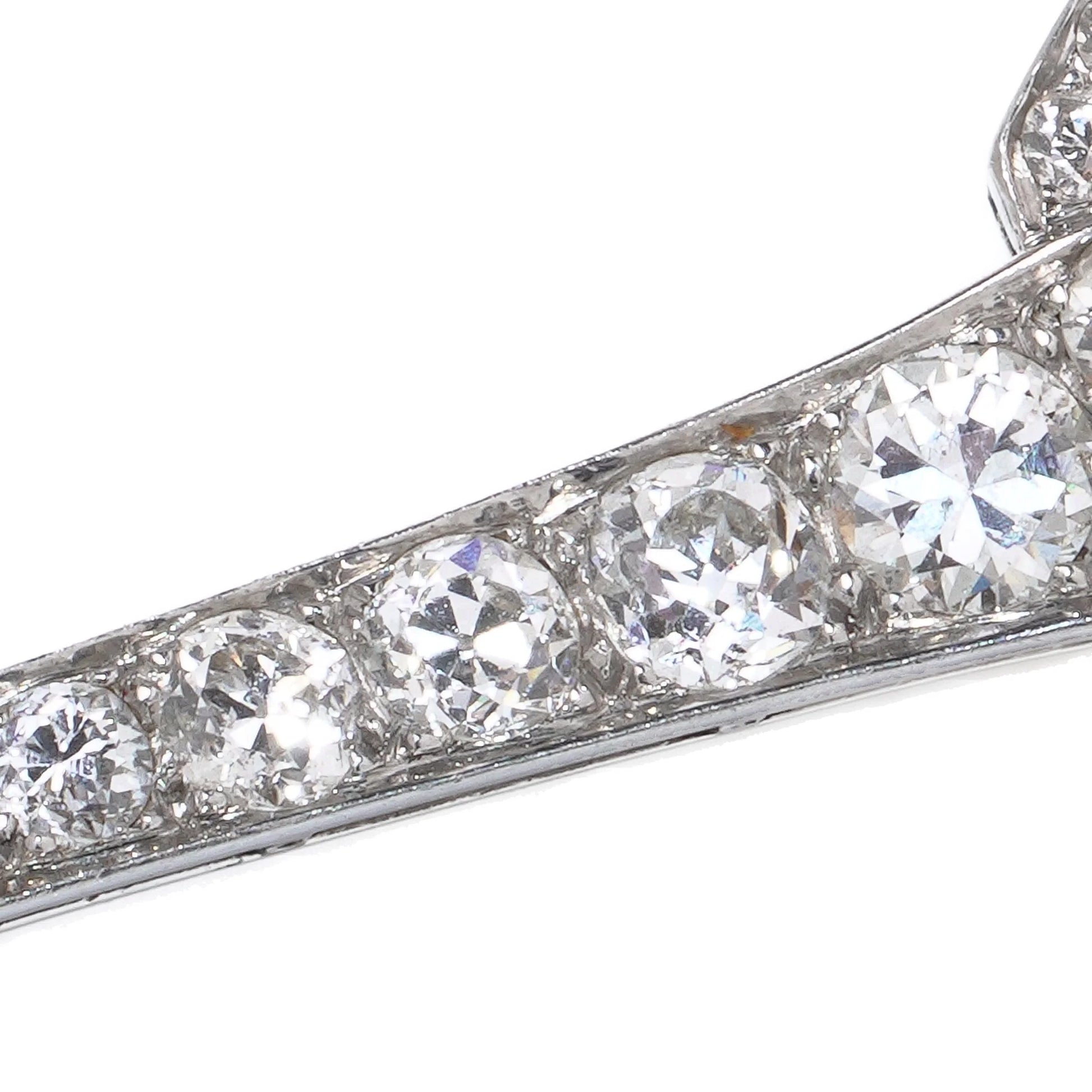 Vintage 1970's 18 Carat White Gold Topaz And Diamond Bar Brooch